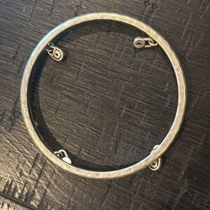 Silver Tone Dangle Mini Lock Charm Bangle Bracelet